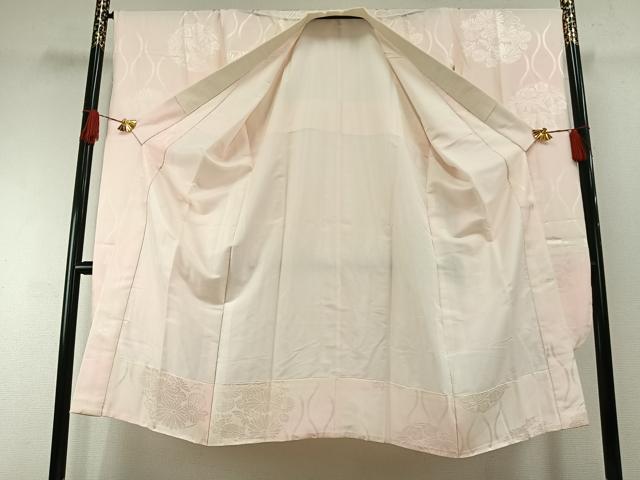 平和屋着物●振袖用長襦袢　袷　草花地紋　正絹　逸品　AABH0742fy