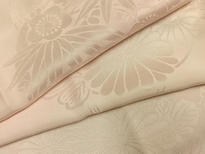 平和屋着物●振袖用長襦袢　袷　草花地紋　正絹　逸品　AABH0742fy
