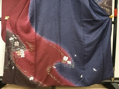 平和屋着物●豪華振袖　流水花文　暈し染め　金銀彩　やまと誂製　正絹　逸品　AABH0748fy