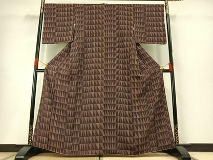 平和屋着物●上質な小紋　幾何学文様　正絹　逸品　AABH0749fy