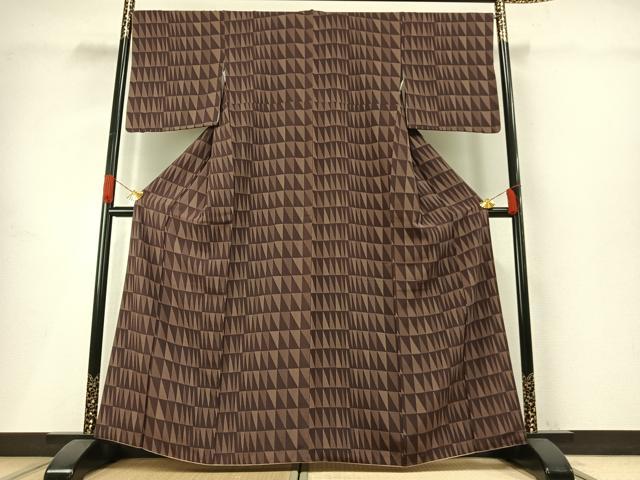 平和屋着物●上質な小紋　幾何学文様　正絹　逸品　AABH0749fy