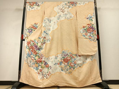 平和屋着物●豪華振袖　絞り　草花文　正絹　逸品　AABH0754fy