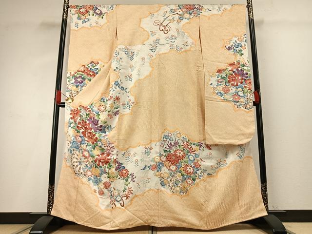 平和屋着物●豪華振袖　絞り　草花文　正絹　逸品　AABH0754fy