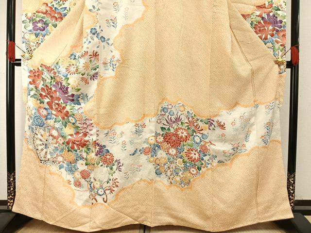平和屋着物●豪華振袖　絞り　草花文　正絹　逸品　AABH0754fy