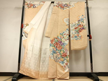 平和屋着物●豪華振袖　絞り　草花文　正絹　逸品　AABH0754fy