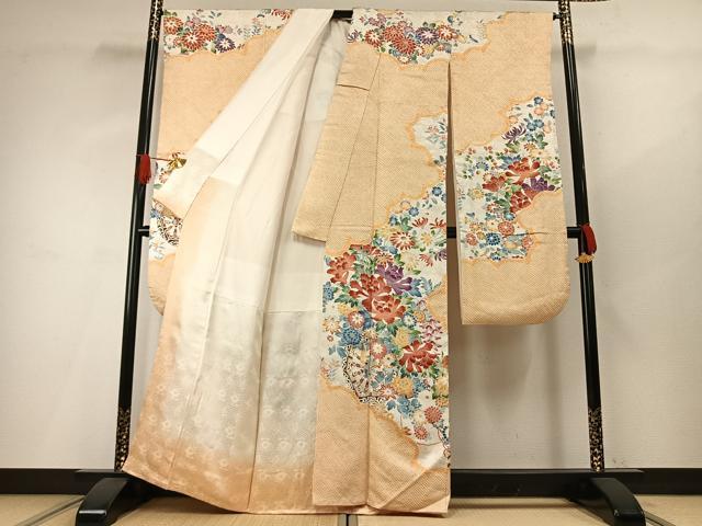 平和屋着物●豪華振袖　絞り　草花文　正絹　逸品　AABH0754fy