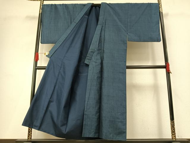 平和屋着物●男性　紬　アンサンブル　格子　キングサイズ　正絹　逸品　AABH0760fy
