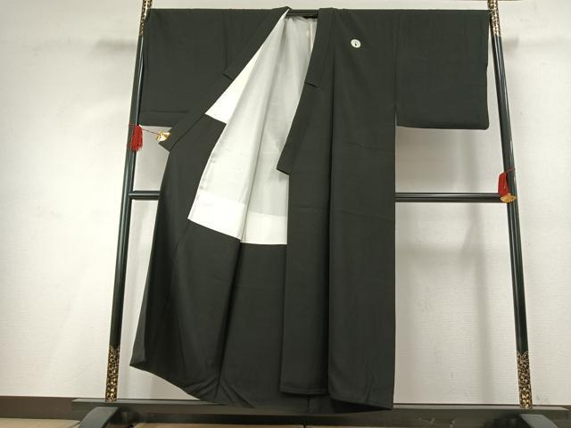 平和屋着物●男性　黒紋付・羽織セット　キングサイズ　正絹　逸品　AABH0761fy