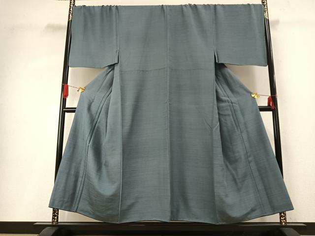 平和屋着物●男性　お召　キングサイズ　湊鼠色　正絹　逸品　AABH0762fy
