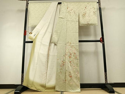 平和屋着物●訪問着　絞り　花蝶文　金彩　正絹　逸品　AABH0766fy