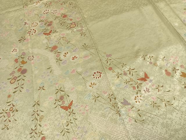 平和屋着物○訪問着 絞り 花蝶文 金彩 正絹 逸品 AABH0766fy