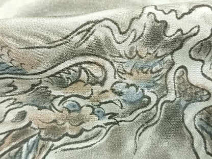 平和屋着物●男性　長襦袢　袷　手描き　虎　龍　正絹　逸品　AABH0767fy