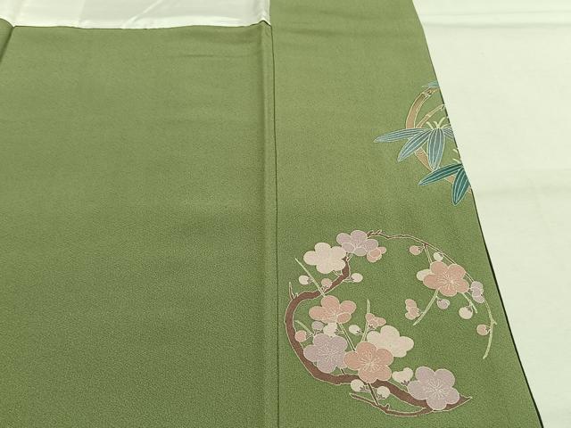 平和屋着物●訪問着　友禅　作家物　松竹梅　鶴　亀　暈し染め　正絹　逸品　AABH0769fy