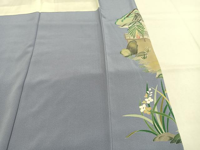 平和屋着物●訪問着　友禅　作家物　風景花鳥文　暈し染め　正絹　逸品　AABH0770fy 平和屋着物○訪問着 友禅 作家物 風景花鳥文 暈し染め 正絹