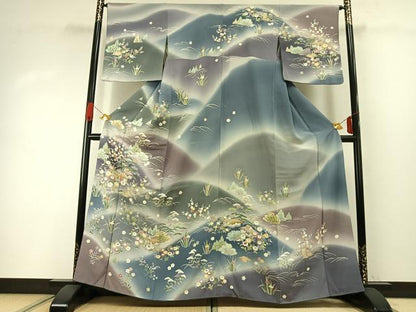 平和屋着物●訪問着　友禅　茶屋辻　暈し染め　正絹　逸品　AABH0771fy