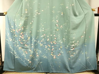 平和屋着物●訪問着　友禅　作家物　峰山　枝花文　暈し染め　正絹　逸品　AABH0772fy
