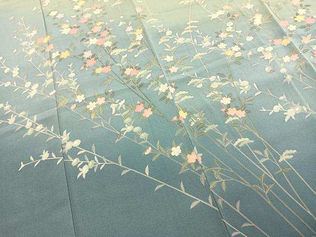 平和屋着物●訪問着　友禅　作家物　峰山　枝花文　暈し染め　正絹　逸品　AABH0772fy