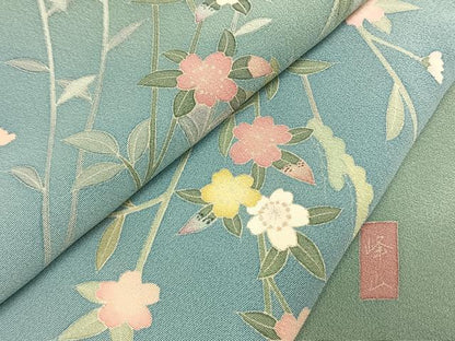 平和屋着物●訪問着　友禅　作家物　峰山　枝花文　暈し染め　正絹　逸品　AABH0772fy