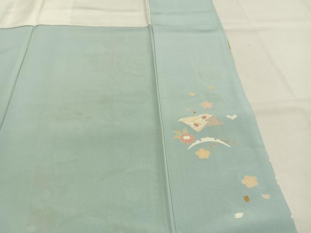 平和屋着物●訪問着　友禅　駒刺繍　草花文　暈し染め　金彩　正絹　逸品　AABH0773fy