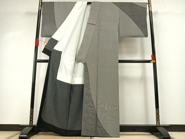 平和屋着物●伝統工芸士　田島輝久　訪問着　立波　笹竹文　正絹　逸品　AABH0776fy