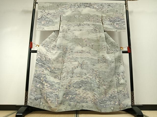 平和屋着物○訪問着 友禅 茶屋辻 暈し染め 正絹 逸品 AABH0777fy