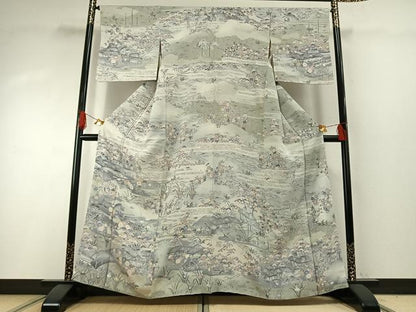 平和屋着物●訪問着　友禅　茶屋辻　暈し染め　正絹　逸品　AABH0777fy
