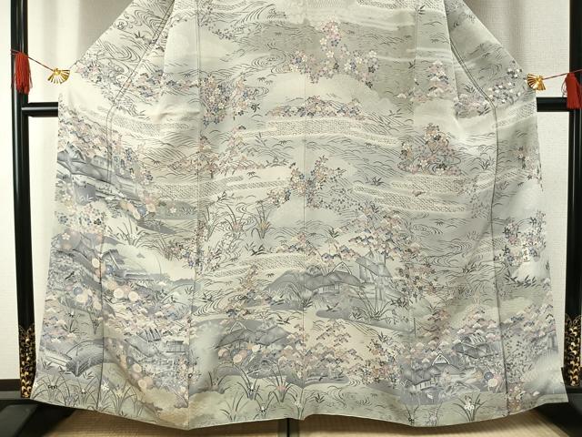 平和屋着物○訪問着 友禅 茶屋辻 暈し染め 正絹 逸品 AABH0777fy