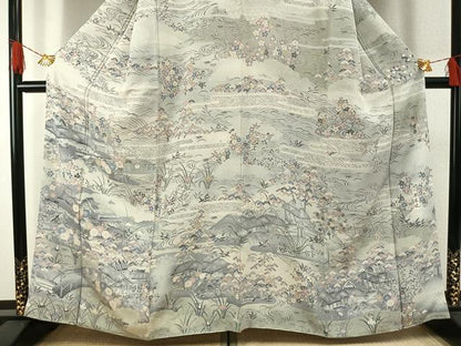 平和屋着物●訪問着　友禅　茶屋辻　暈し染め　正絹　逸品　AABH0777fy