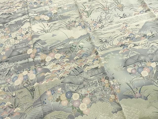 平和屋着物●訪問着　友禅　茶屋辻文様　暈し染め　金彩　正絹　逸品　AABH0655fy 平和屋着物○訪問着 友禅 茶屋辻 暈し染め 正絹 逸品 AABH0771fy