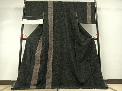 平和屋着物●訪問着　更紗花文　反端付き　ロング丈　正絹　逸品　AABH0778fy