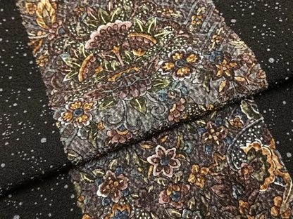 平和屋着物●訪問着　更紗花文　反端付き　ロング丈　正絹　逸品　AABH0778fy