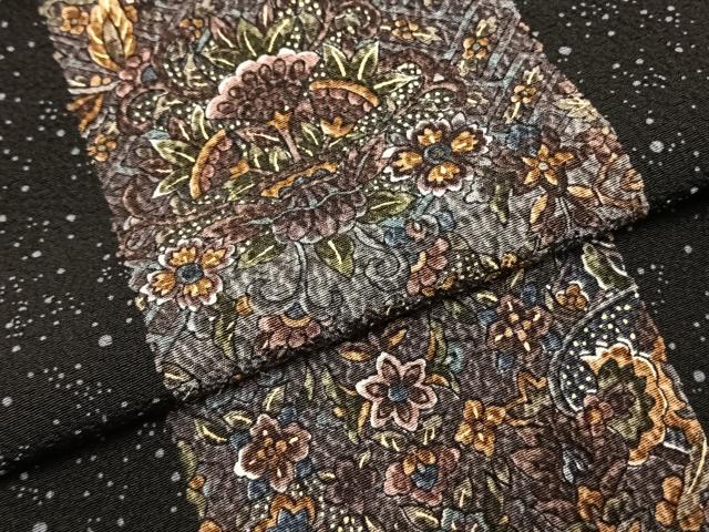平和屋着物●訪問着　更紗花文　反端付き　ロング丈　正絹　逸品　AABH0778fy