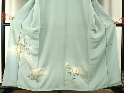 平和屋着物●友禅作家　岡部修治　訪問着　草花文　暈し染め　正絹　逸品　AABH0781fy