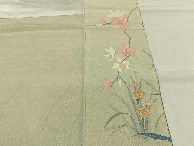 平和屋着物●十日町友禅作家　松雨　訪問着　枝花文　暈し染め　正絹　逸品　AABH0782fy