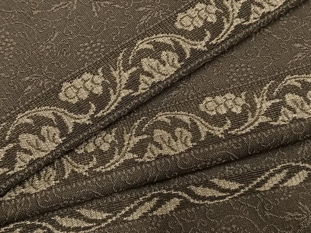 平和屋着物●お召　横段草花文　正絹　逸品　AABH0783fy