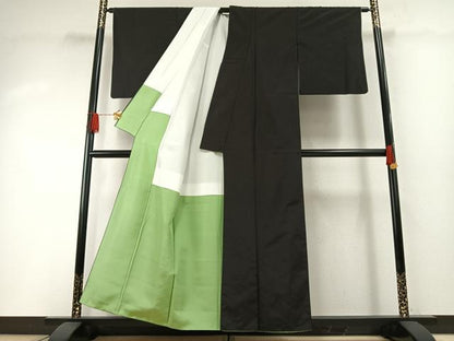 平和屋着物●本場大島紬　染大島　色無地　黒橡色　正絹　逸品　AABH0784fy