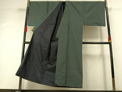 平和屋着物●男性　本場大島紬　格子　キングサイズ　正絹　逸品　AABH0787fy