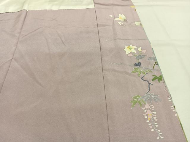 平和屋着物●訪問着　友禅　枝花文　暈し染め　正絹　逸品　AABH0788fy