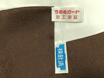 平和屋着物●国際的伝統工芸作家　十二代・藤林徳扇　苑寿　小紋　扇面文　黒茶色　金銀糸　正絹　逸品　AABH0789fy