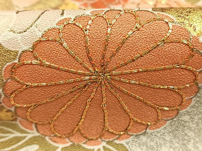 平和屋着物●訪問着　友禅　駒刺繍　枝花文　金彩　正絹　逸品　AABH0790fy
