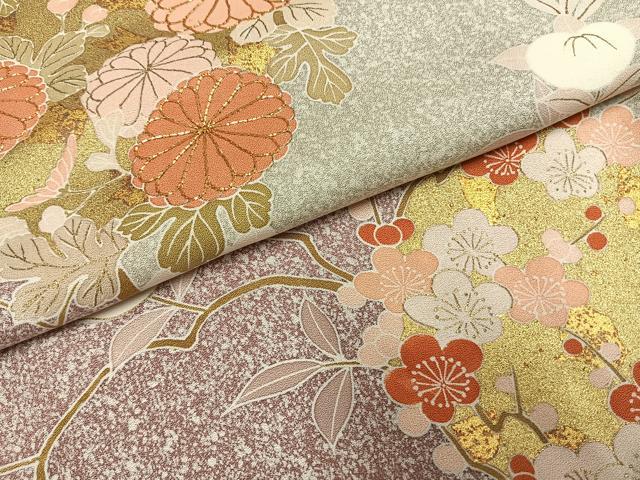 平和屋着物●訪問着　友禅　駒刺繍　枝花文　金彩　正絹　逸品　AABH0790fy