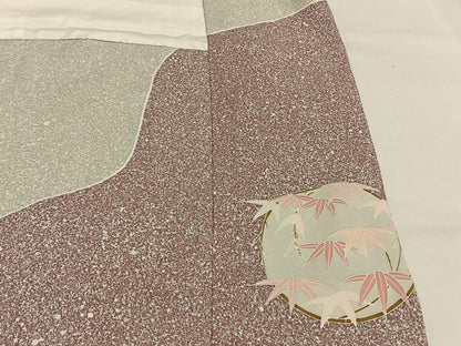 平和屋着物●訪問着　友禅　駒刺繍　枝花文　金彩　正絹　逸品　AABH0790fy
