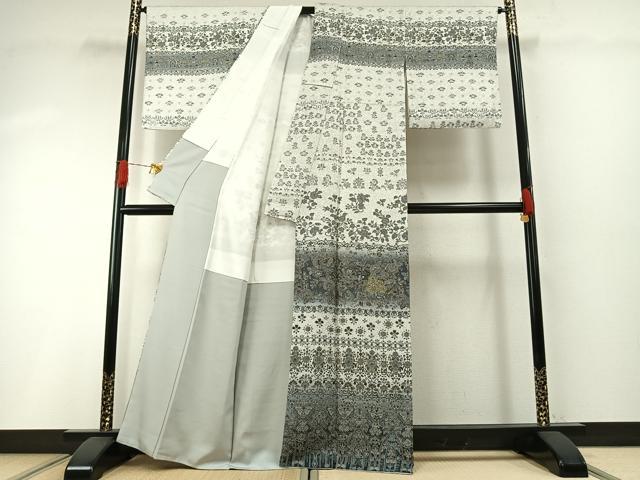 平和屋着物●訪問着　更紗花文　暈し染め　金彩　正絹　逸品　AABH0795fy