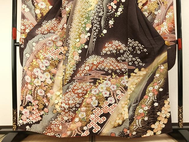 平和屋着物●豪華振袖　辻が花　絞り　暈し染め　金彩　銀通し地　京都きもの友禅扱い　正絹　逸品　AABH0796fy