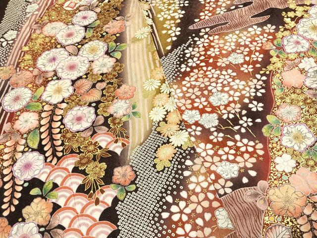 平和屋着物●豪華振袖　辻が花　絞り　暈し染め　金彩　銀通し地　京都きもの友禅扱い　正絹　逸品　AABH0796fy
