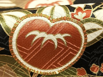 平和屋着物●十日町老舗ブランド　吉澤友禅　吾妻徳穂　振袖　駒刺繍　枝花文　黒地　仮絵羽　逸品　未使用　AABH0798fy