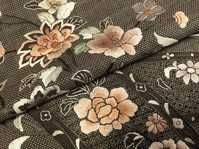 平和屋着物●本場大島紬　訪問着　総刺繍　カタス7マルキ　枝花文　正絹　逸品　AABH0800fy