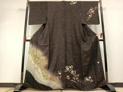 平和屋着物●伝統工芸士　寺谷昇　訪問着　辻が花　絞り　暈し染め　金通し地　正絹　逸品　未使用　AABH0801fy