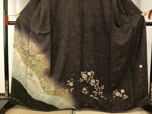 平和屋着物●伝統工芸士　寺谷昇　訪問着　辻が花　絞り　暈し染め　金通し地　正絹　逸品　未使用　AABH0801fy