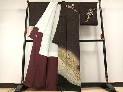 平和屋着物●伝統工芸士　寺谷昇　訪問着　辻が花　絞り　暈し染め　金通し地　正絹　逸品　未使用　AABH0801fy